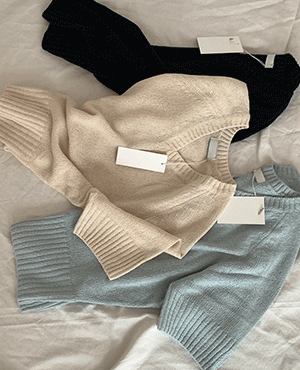 linen v-neck knit (3color)