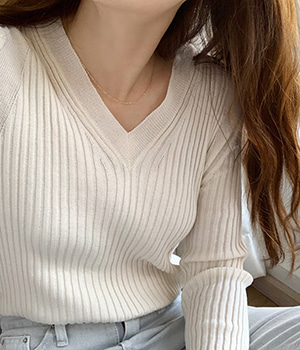 golgi slim v-neck knit (4color)