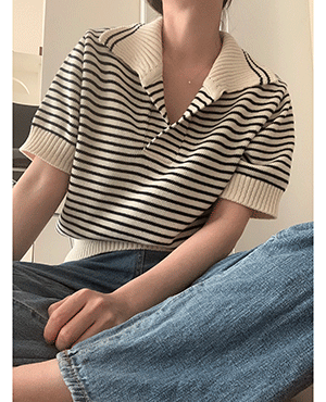 stripe collar knit (2color)