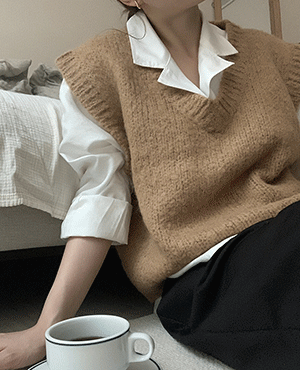 wool alpaca knit vest (3color)