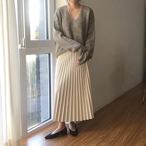 suede pleats skirt (2color)