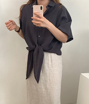 knot linen blouse (3color)