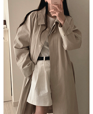 hidden button trench coat (2color)
